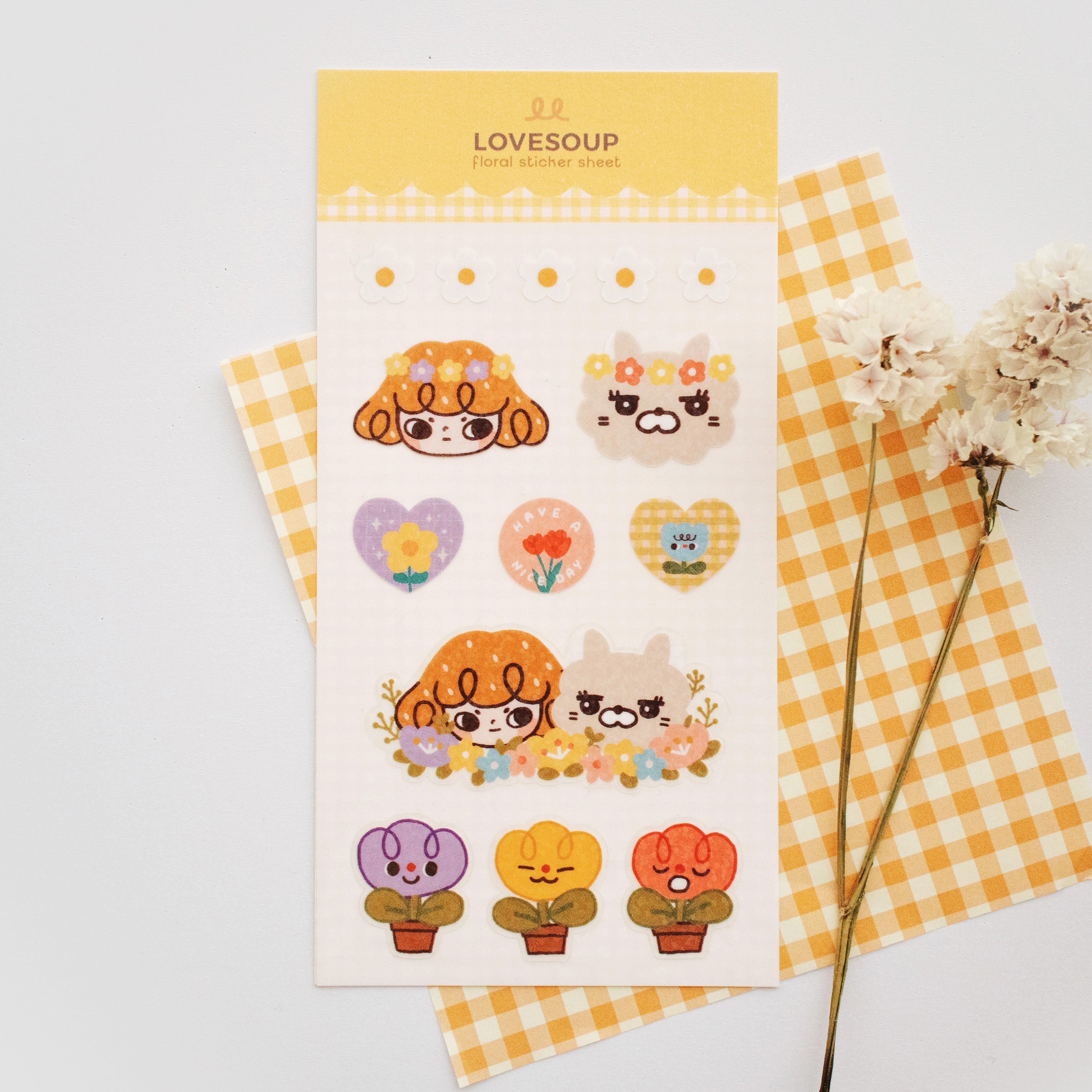 Floral Deco Sticker Sheet (clear & glitter)